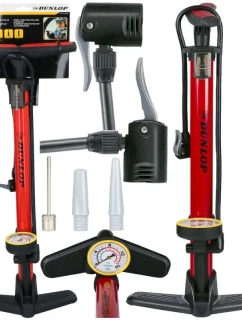 DUNLOP BIKE PUMP 230 PSI (16Bar) S MANOMETREM ČERVENÝ