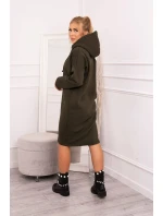 Šaty s kapucí a bočním rozparkem v barvě khaki Šaty s kapucí a bočním rozparkem v barvě khaki