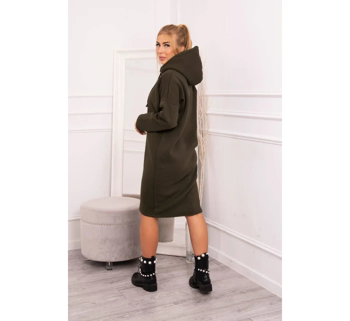 Šaty s kapucí a bočním rozparkem v barvě khaki Šaty s kapucí a bočním rozparkem v barvě khaki