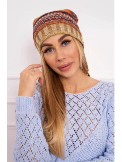 Krystyna fleecová čepice K207 hnědá+béžová