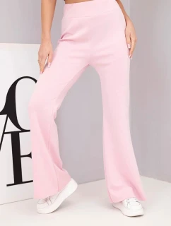 Dámské kalhoty máslíčko s rozšiřující nohavicí světle růžové