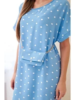 Dámské šaty s puntíky s krátkým rukávem a s kabelkou modrá Dámské šaty s puntíky s krátkým rukávem a s kabelkou modrá