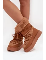 Dámské Sněhule S Kožíškem A Šněrováním Na Platformě Camel model 21705604 - Boto Dámské Sněhule S Kožíškem A Šněrováním Na Platformě Camel model 21705604 - Boto