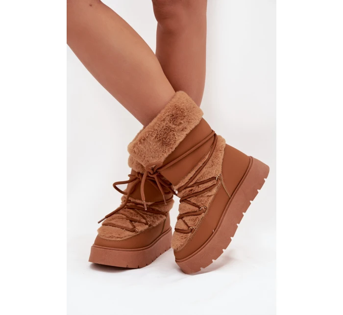 Dámské Sněhule S Kožíškem A Šněrováním Na Platformě Camel model 21705604 - Boto Dámské Sněhule S Kožíškem A Šněrováním Na Platformě Camel model 21705604 - Boto