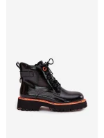 Dámské kotníkové boty z lakované přírodní kůže s izolací Artiker 57C0061 Černé