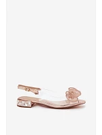 Dámské sandály průhledné s krystaly D&A MR61-9002 Růžové zlato