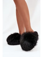 Dámské chlupaté papuče – černé Iseline