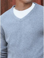 Pánský světle šedý svetr s výstřihem Dstreet model 21979350 - FashionStreet