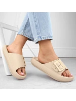 Žabky s přezkou W model 21875102 beige - VINCEZA