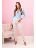 Dámská halenka s dlouhým rukávem a hlubokým výstřihem modrý Dámská halenka s dlouhým rukávem a hlubokým výstřihem modrý