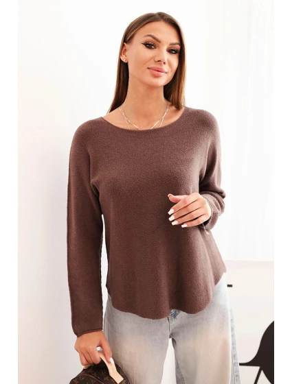 Dámský svetr z viskózy s dlouhým rukávem a kulatým výstřihem mocca Dámský svetr z viskózy s dlouhým rukávem a kulatým výstřihem mocca