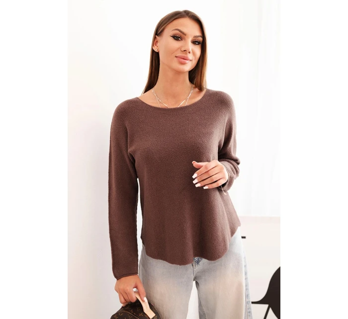 Dámský svetr z viskózy s dlouhým rukávem a kulatým výstřihem mocca Dámský svetr z viskózy s dlouhým rukávem a kulatým výstřihem mocca