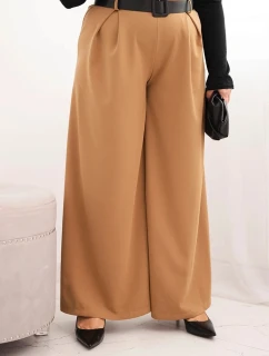 Dámské kalhoty Plus Size s širokou nohavicí a páskem model 21725275 - K-Fashion