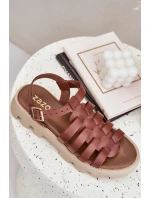 Kožené Dámské Sandály Zazoo model 21682166 Hnědé - Boto Kožené Dámské Sandály Zazoo model 21682166 Hnědé - Boto