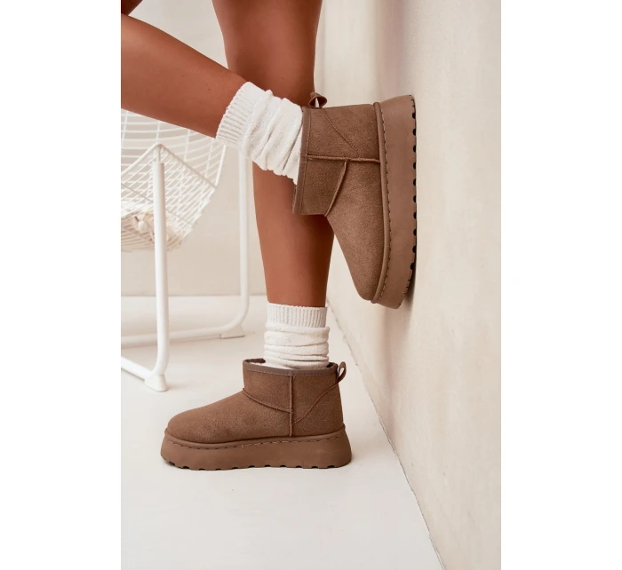 Dámské Sněhule Na Platformě Zateplené Kožíškem Khaki Vesirae Dámské Sněhule Na Platformě Zateplené Kožíškem Khaki Vesirae