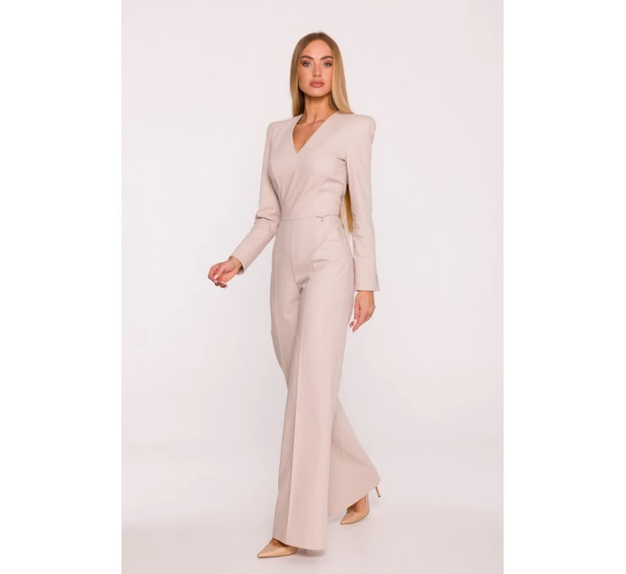 M883 Kombinéza džínového vzhledu - béžová