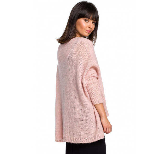 BK018 Lehký svetr nadměrné velikosti - růžový