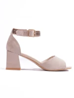 Pohodlné dámské hnědé  sandály na širokém podpatku