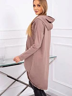 Mikina s dlouhými zády a kapucí mocca