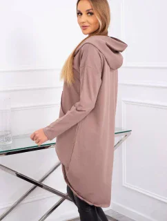 Mikina s dlouhými zády a kapucí mocca