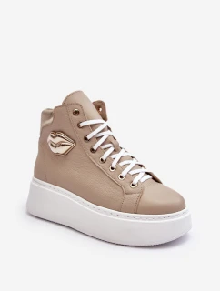 Dámské vysoké tenisky na zip Lemar Bež Katerin