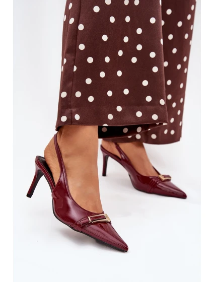 Lodičky Na Jehlovém Podpatku Se Zlatou Bordové model 21704634 - Boto