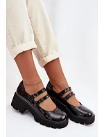 Lakované dámské polobotky na podpatku s pásky model 22039927 - Boto