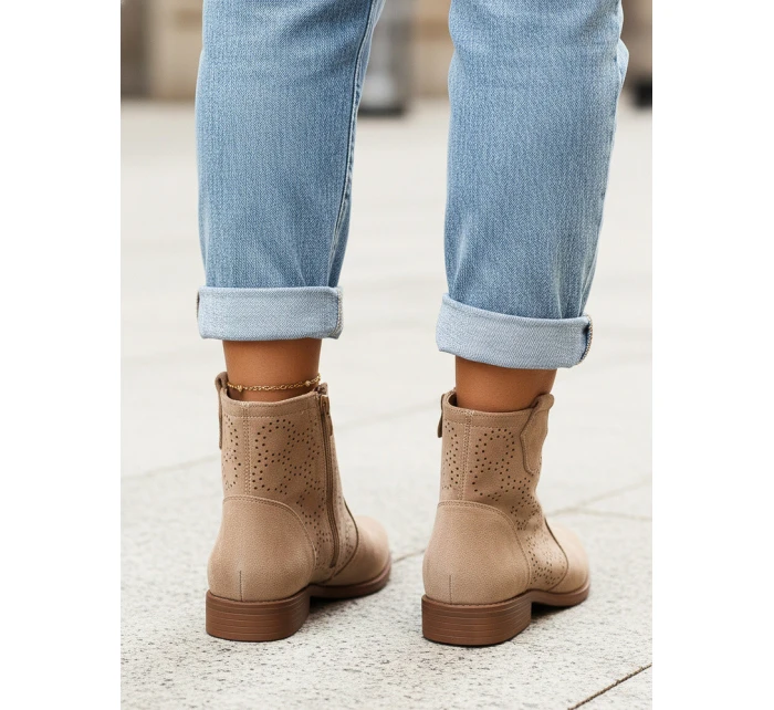 Dámské béžové ažurové boty FashionStreet ZY1344 Dámské béžové ažurové boty FashionStreet ZY1344