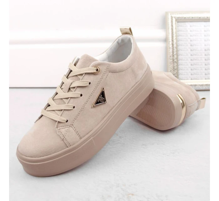 Filippo W PAW315C béžové semišové kožené polobotky na platformě