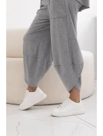 Bavlněný komplet halenka + kalhoty tmavě šedá