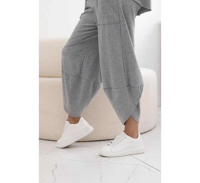 Bavlněný komplet halenka + kalhoty tmavě šedá