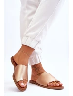 Dámské kožené žabky zlato model 21613216 - EVENTO Dámské kožené žabky zlato model 21613216 - EVENTO