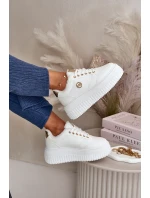 Tenisky Sportovní Boty Dámské Zateplené Na Masivní Podešvi Bílé model 21668392 - Boto