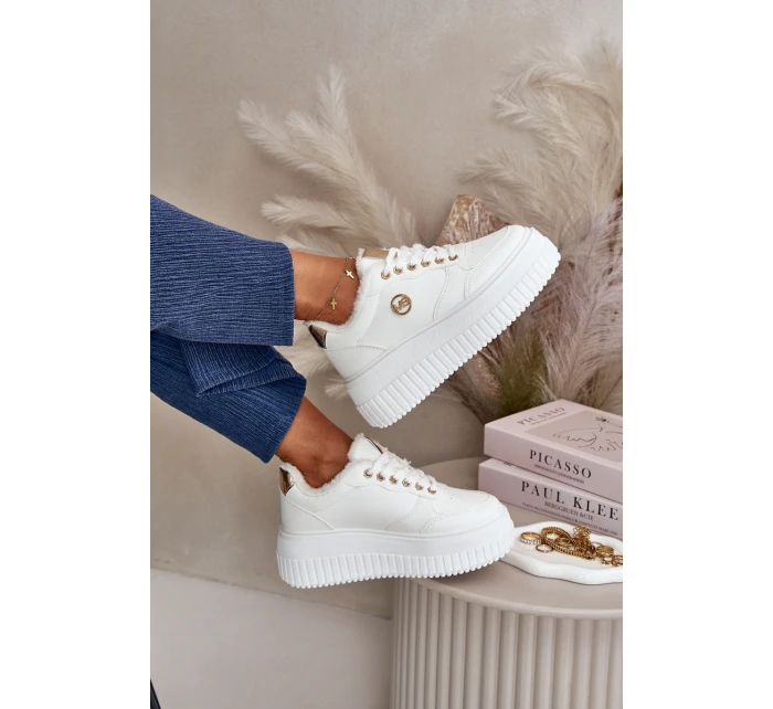 Tenisky Sportovní Boty Dámské Zateplené Na Masivní Podešvi Bílé model 21668392 - Boto