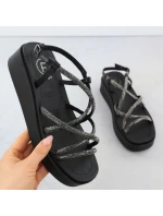 Dámské sandály na se zirkony černé model 21905027 - FILIPPO Dámské sandály na se zirkony černé model 21905027 - FILIPPO