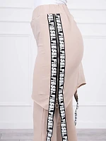 Kalhoty/oblek s nápisem selfie beige