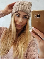 Fleecová čepice Sylwia K244 tmavě béžová