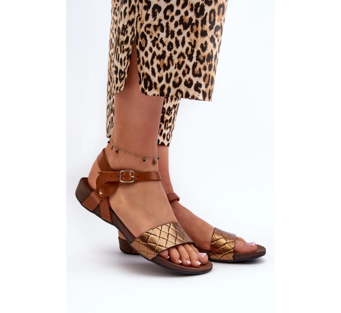 Zazoo 40027 Ploché Kožené Dámské Sandály Měděné Zazoo 40027 Ploché Kožené Dámské Sandály Měděné