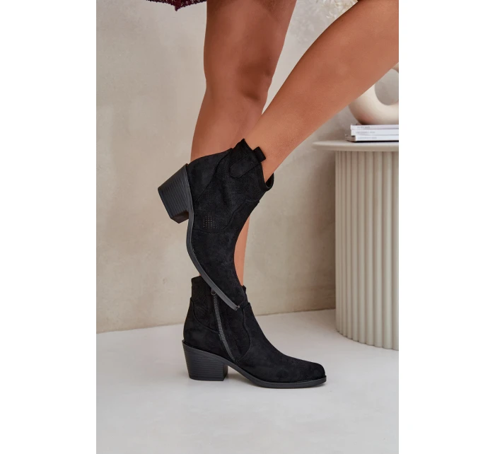 Botky Na Zip Eko Semišové  Černé model 21685110 - S.Barski