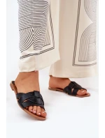 Ploché Dámské Pantofle S Proplétajícími Se Pásky Černé Selaenor Ploché Dámské Pantofle S Proplétajícími Se Pásky Černé Selaenor