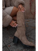 Dámské zimní kozačky s masivním béžové model 21715028 - Boto