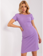 Světle fialové basic šaty s krátkým rukávem