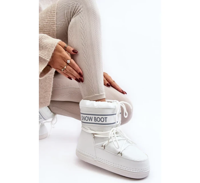 Dámské bílé boty do sněhu se zavazováním model 20039028 - Kesi Dámské bílé boty do sněhu se zavazováním model 20039028 - Kesi