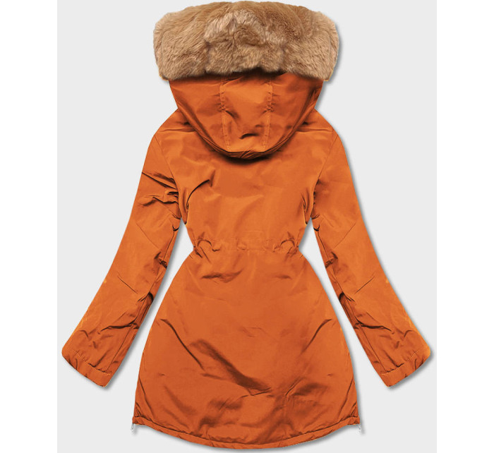 Oranžová dámská zimní bunda parka (CAN-588BIG)
