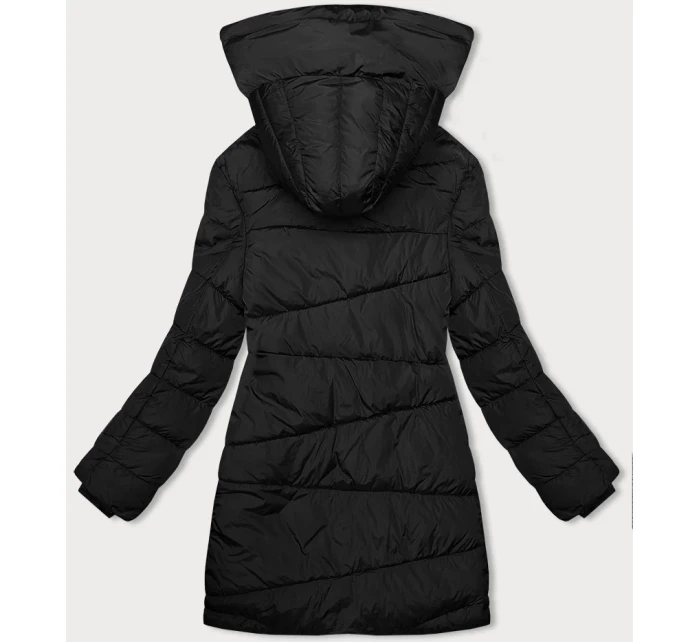 Černá asymetrická dámská bunda (2M-21113)