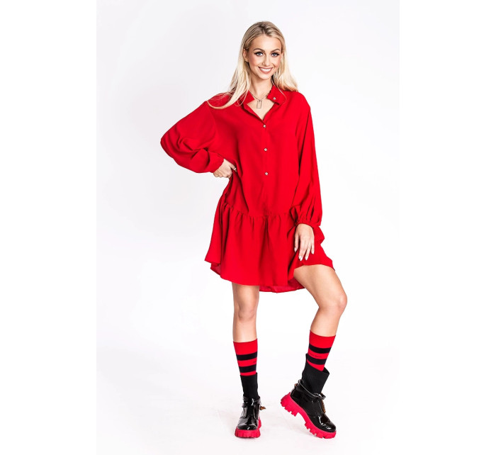 Červené dámské šaty s netopýřími rukávy Ann Gissy (XY202118)