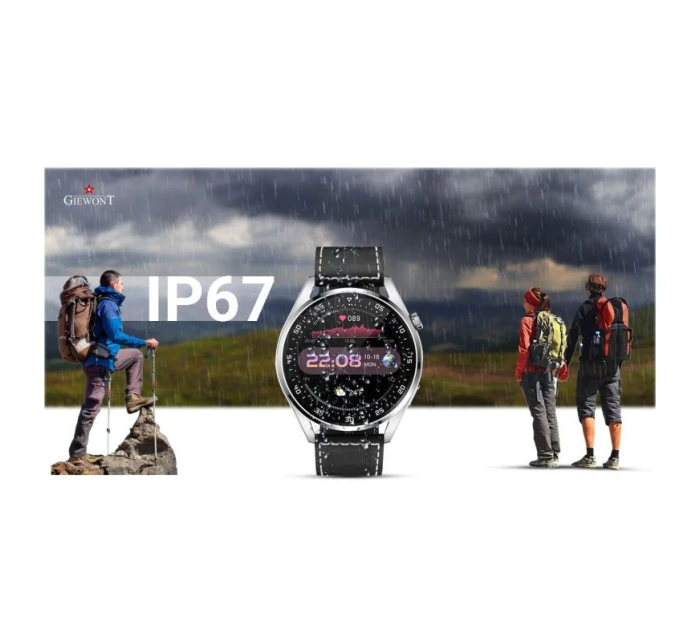 Chytré hodinky GIEWONT Vertex SmartCall GW450-5 Silver/Carbon Leather