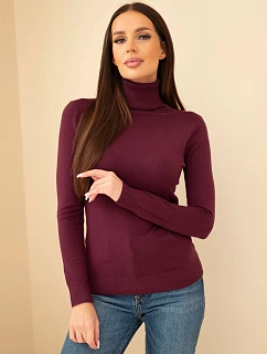 Dámský svetr z viskózy s rolákem a dlouhým rukávem švestkový fialový