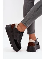 Dámské sportovní tenisky na platformě model 21708501 Černé - VINCEZA