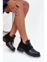 Dámské botky Vinceza – černé, lakované, zateplené, na nízkém podpatku